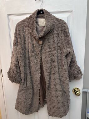 Plush Faux Fur Taupe Swing Jacket -